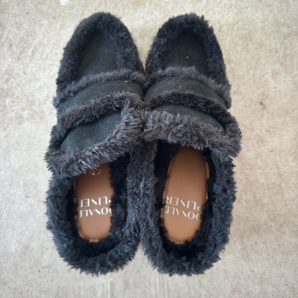 Donald J. Pliner Black Faux Fur Loafers